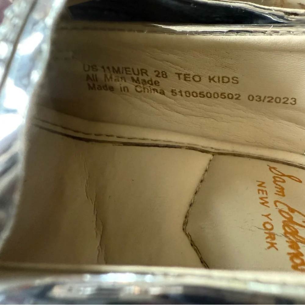Sam Edelman Silver Loafers with Gild Detail Toddler Girls Size 11